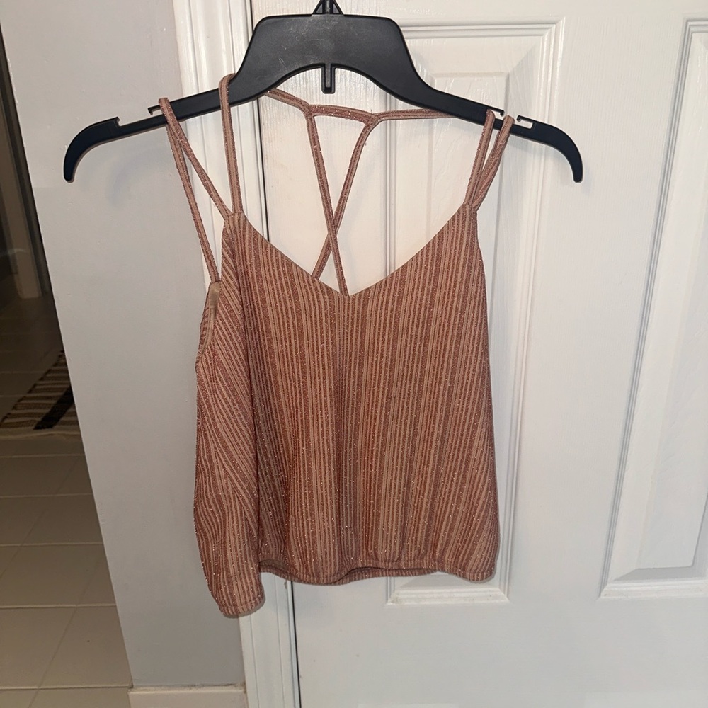 Express Beige and Pink Strappy Top
